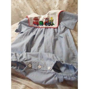 Cotton Candy 4T sear sucker blue onesie button bottom